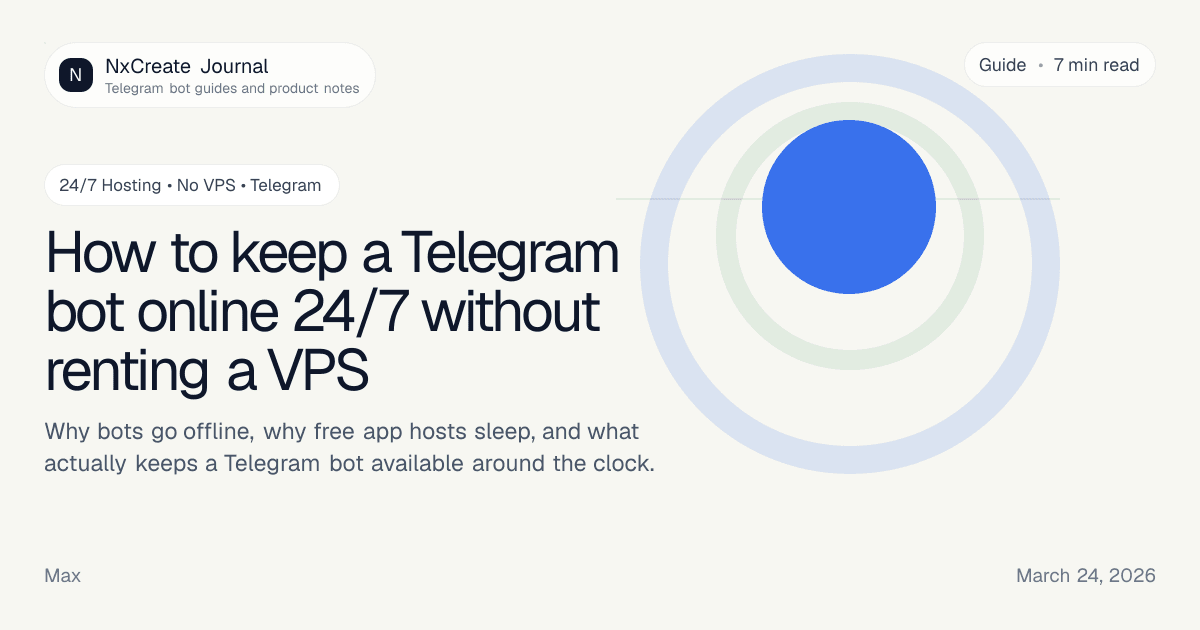 How to keep a Telegram bot online 24/7 without renting a VPS