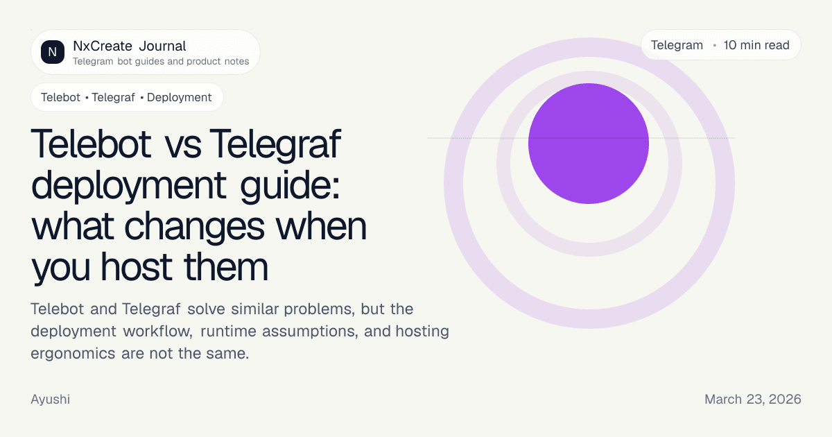 Telebot vs Telegraf deployment guide: what changes when you host them